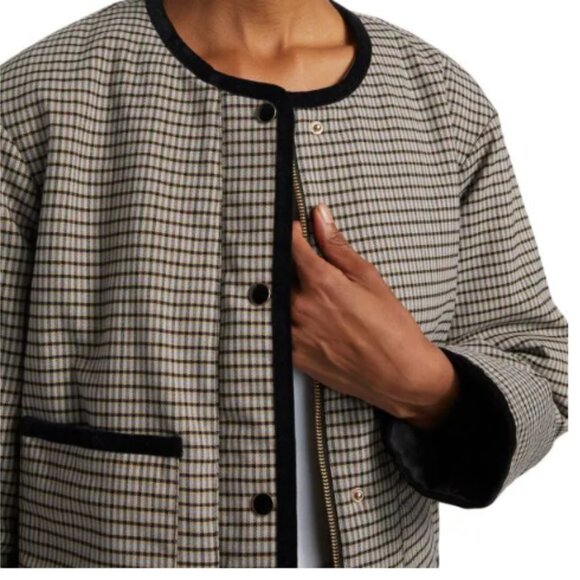Rails Women's Nota Jacket Ice Taupe Mini Check - Picture 2 of 4